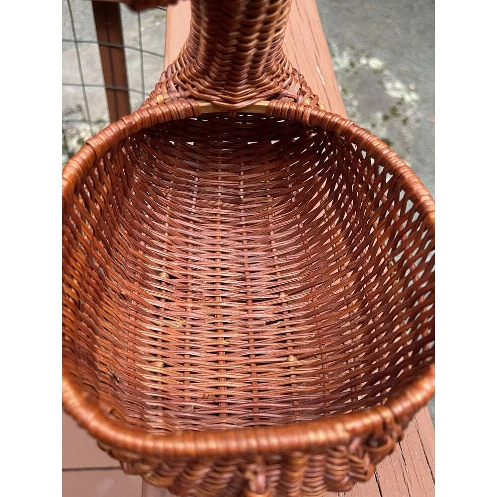VTG Wicker Rattan Reindeer Basket Boho Woodland Christmas Centerpiece 11